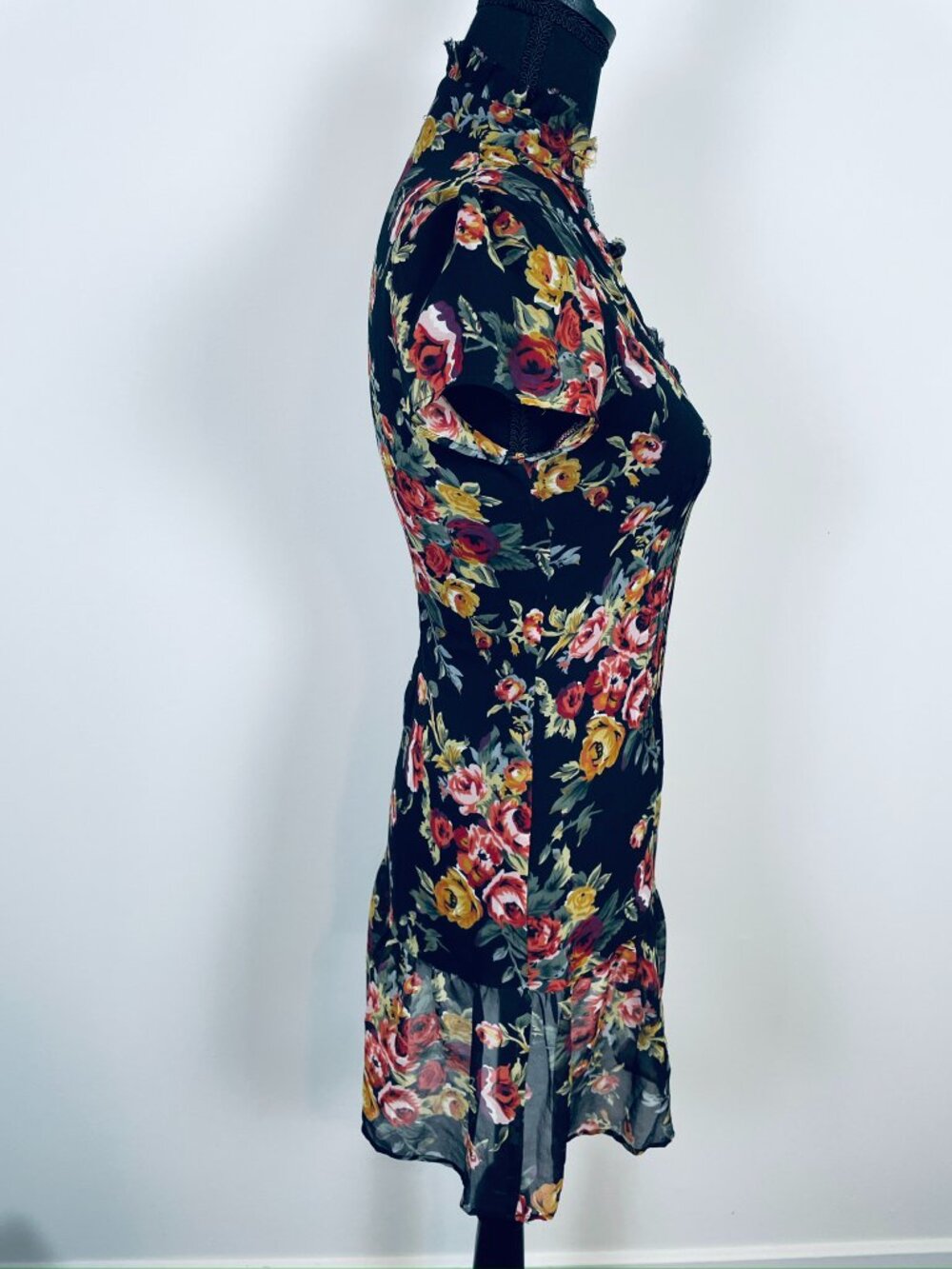 KIMCHI BLUE 100% Silk Floral Mini Dress XS + Cotton Slip Y2K - Picture 5 of 8